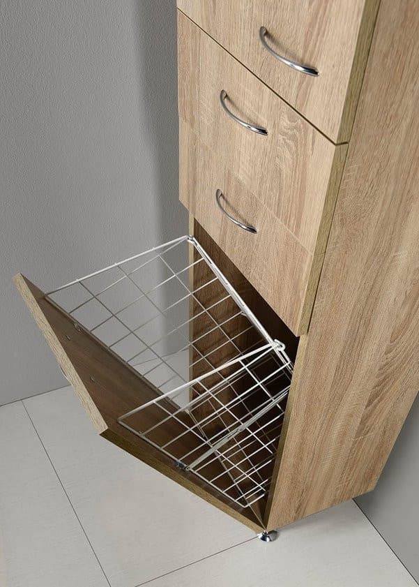 ZOJA KERAMIA FRESH wysoka szafka 35x184x29cm z koszem na bieliznę, lewa, dąb platin