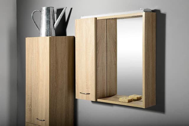 Szafka z lustrem ZOJA/KERAMIA FRESH 60x60x14 cm z oświetleniem LED lewa