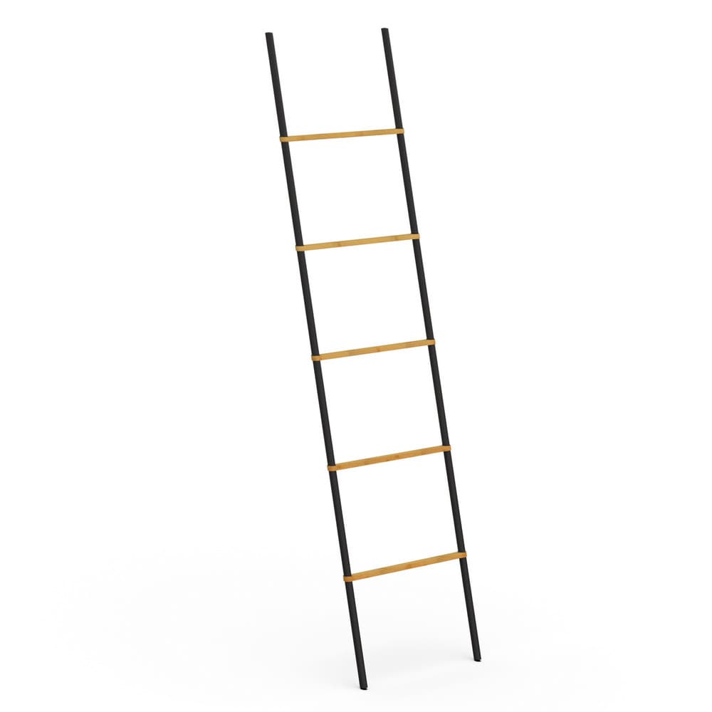 Wieszak łazienkowy drabinka AWD Interior czarna bambus 1904