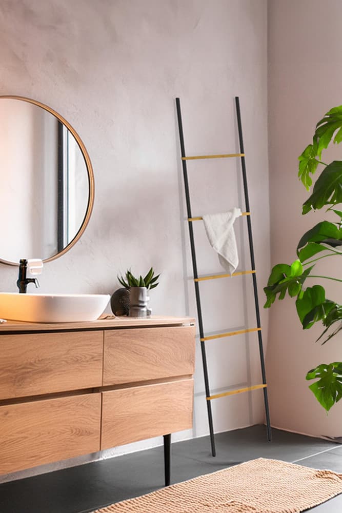 Wieszak łazienkowy drabinka AWD Interior czarna bambus 1904