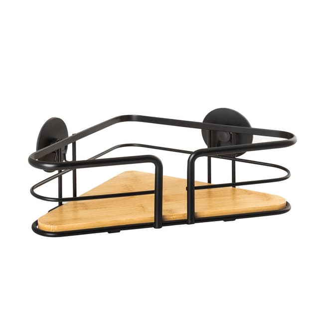 Półka łazienkowa AWD INTERIOR 1936 czarna bambus samoprzylepna narożna