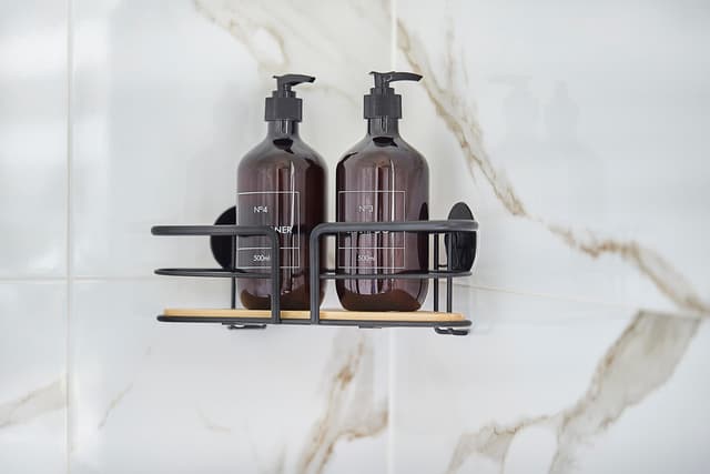 Półka łazienkowa AWD INTERIOR 1936 czarna bambus samoprzylepna narożna