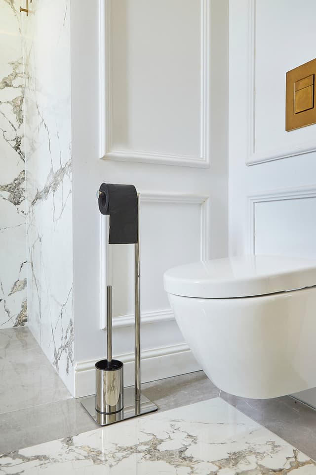 Stojak na papier toaletowy i szczotkę wc AWD INTERIOR 1974 srebrny chrom