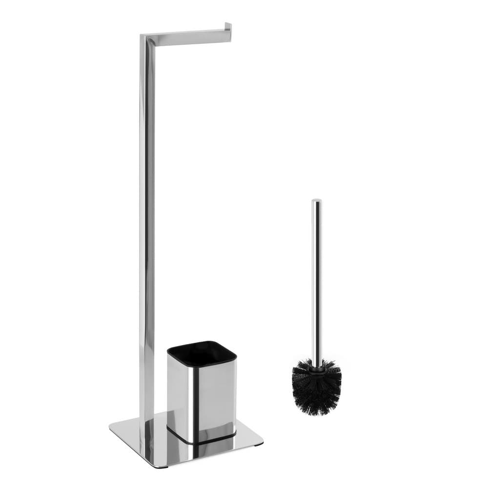 Stojak na papier toaletowy i szczotkę wc AWD INTERIOR 1975 srebrny chrom