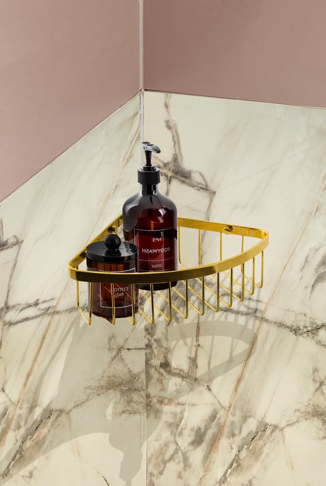 Półka pod prysznic AWD INTERIOR 1988 złota narożna przykręcana