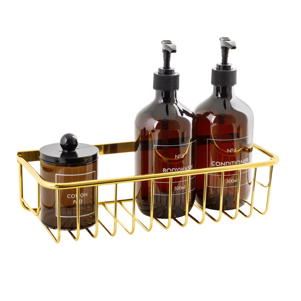 Półka pod prysznic AWD INTERIOR 1989 złota prostokątna przykręcana