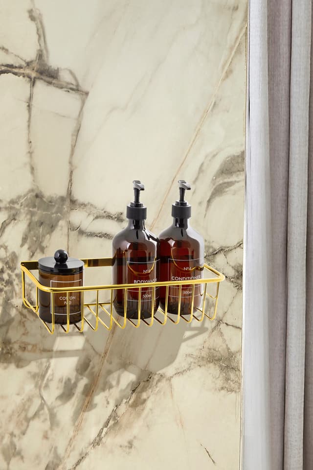 Półka pod prysznic AWD INTERIOR 1989 złota prostokątna przykręcana