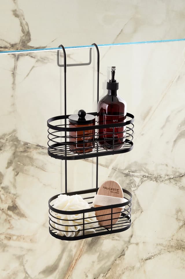 Półka pod prysznic AWD INTERIOR 1993 czarna zawieszana podwójna