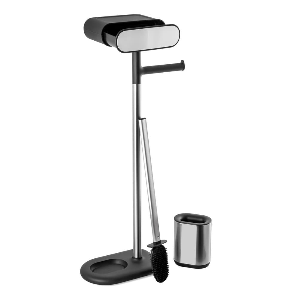 Stojak na papier toaletowy i szczotkę wc AWD INTERIOR 1980 z półką czarny srebrny