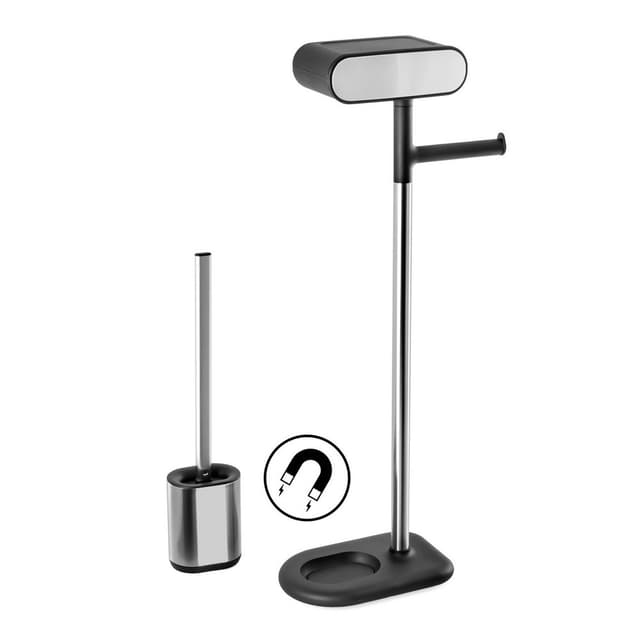Stojak na papier toaletowy i szczotkę wc AWD INTERIOR 1980 z półką czarny srebrny