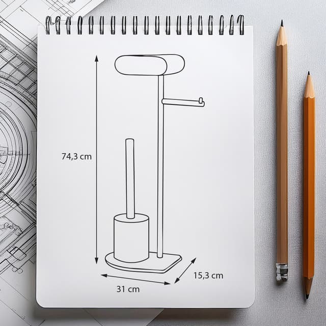 Stojak na papier toaletowy i szczotkę wc AWD INTERIOR 1980 z półką czarny srebrny