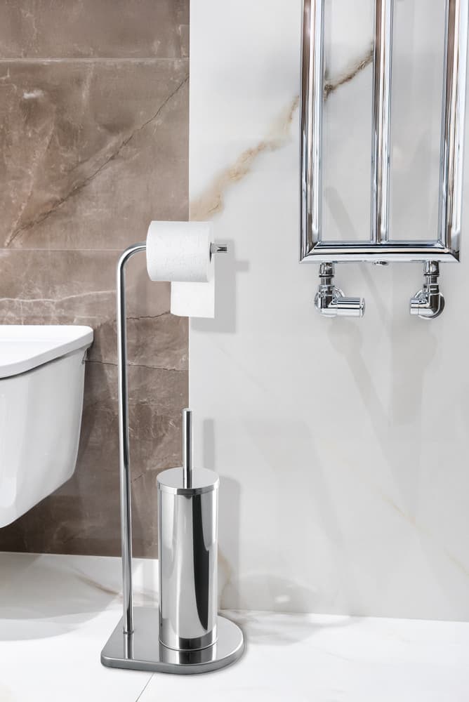 Stojak na papier toaletowy i szczotkę wc AWD INTERIOR 1981 srebrny stal nierdzewna