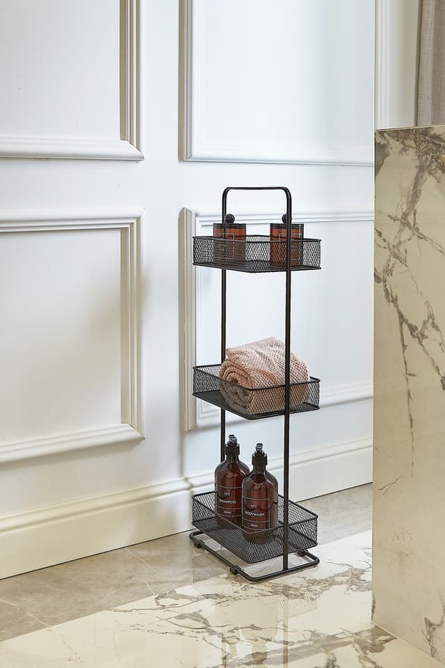 Regał stalowy AWD INTERIOR 1947 czarny 3 kosze ażurowe