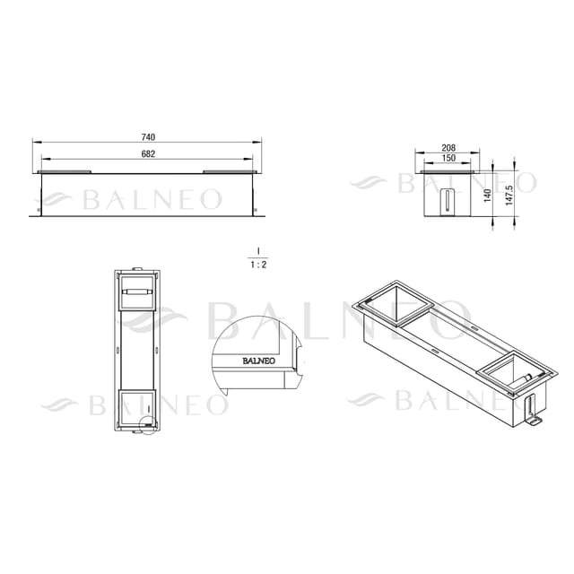 WALL-BOX PAPER 2 Black - Magazynek z podajnikiem papieru czarny