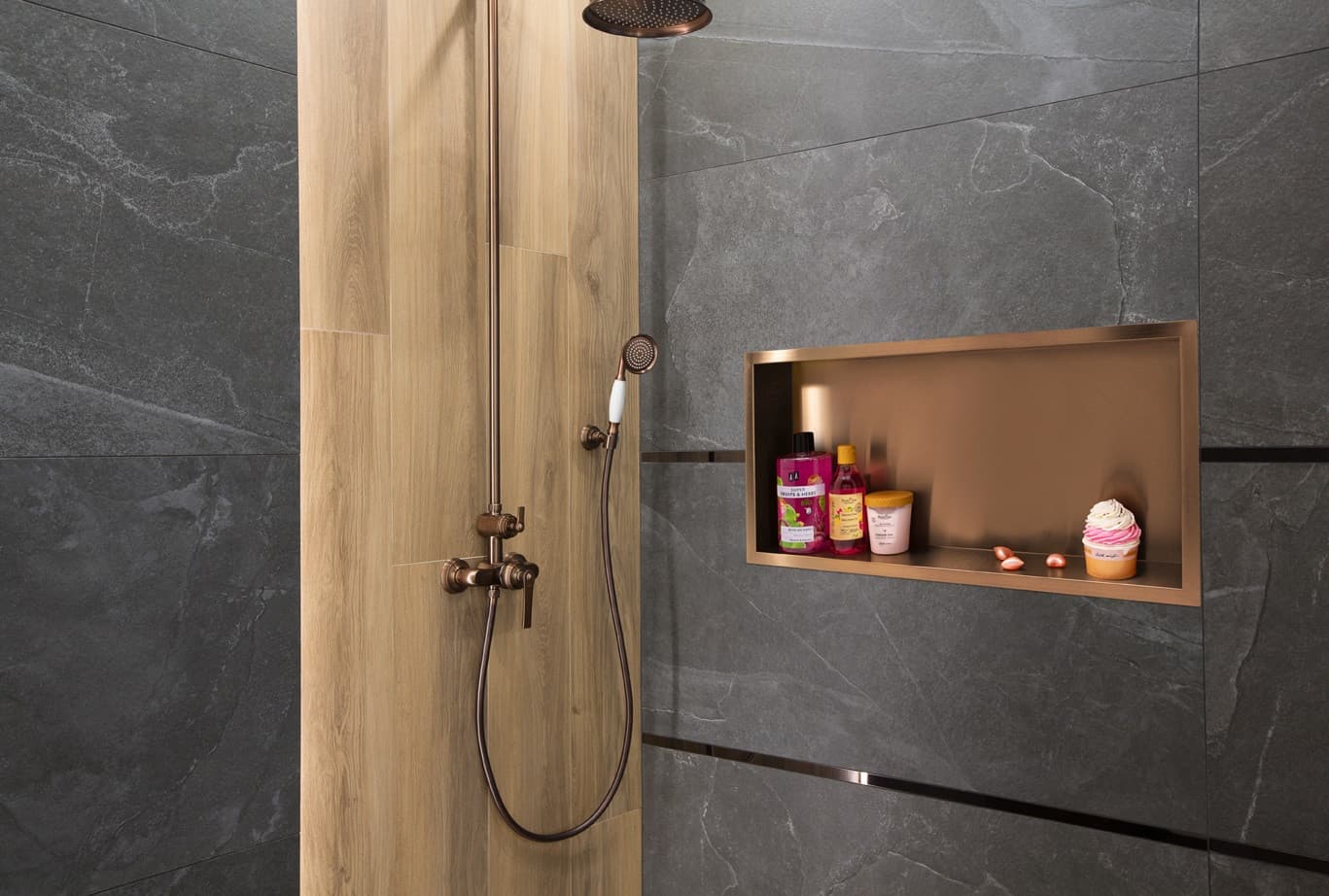 WALL-BOX ONE Copper - Półka pojedyncza miedziana 60x30x10 cm