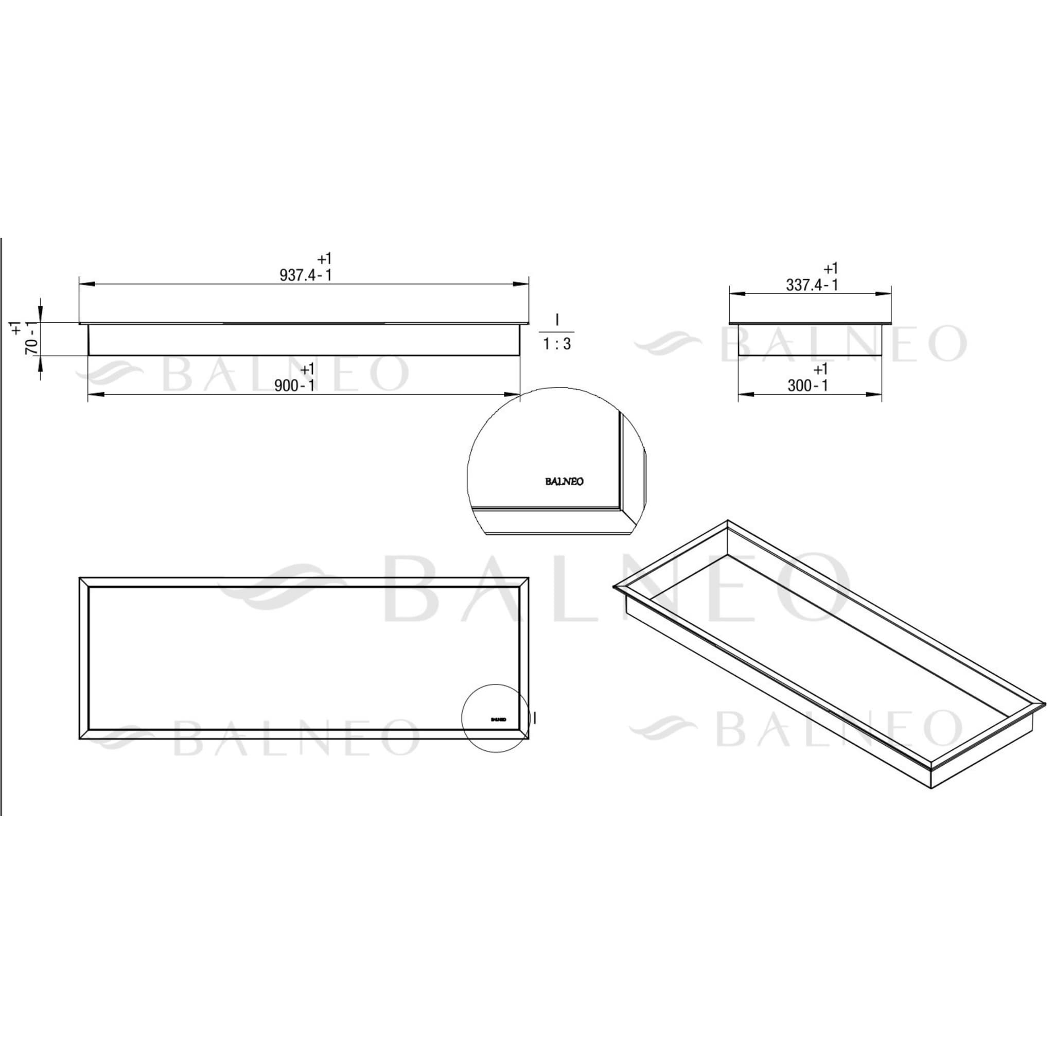 WALL-BOX ONE Copper - Półka pojedyncza miedziana 90x30x7 cm