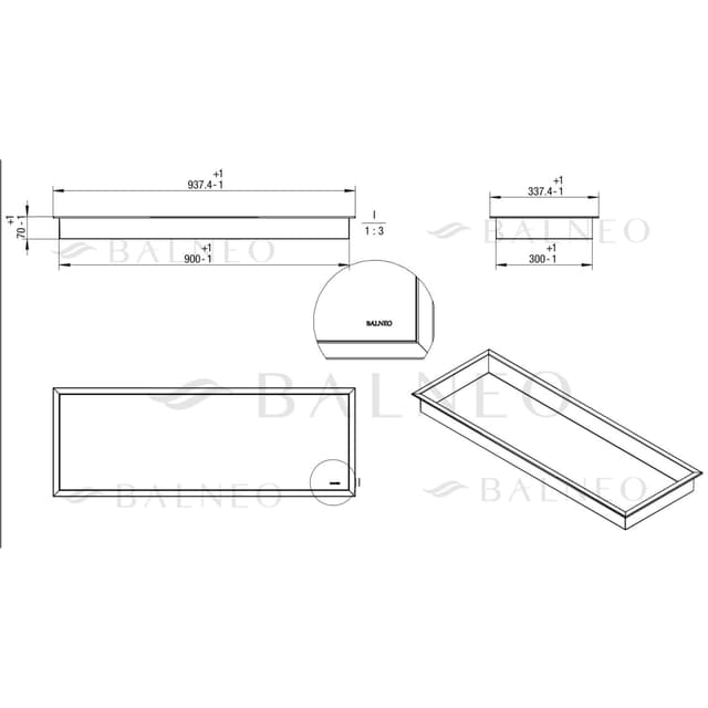WALL-BOX ONE Copper - Półka pojedyncza miedziana 90x30x7 cm