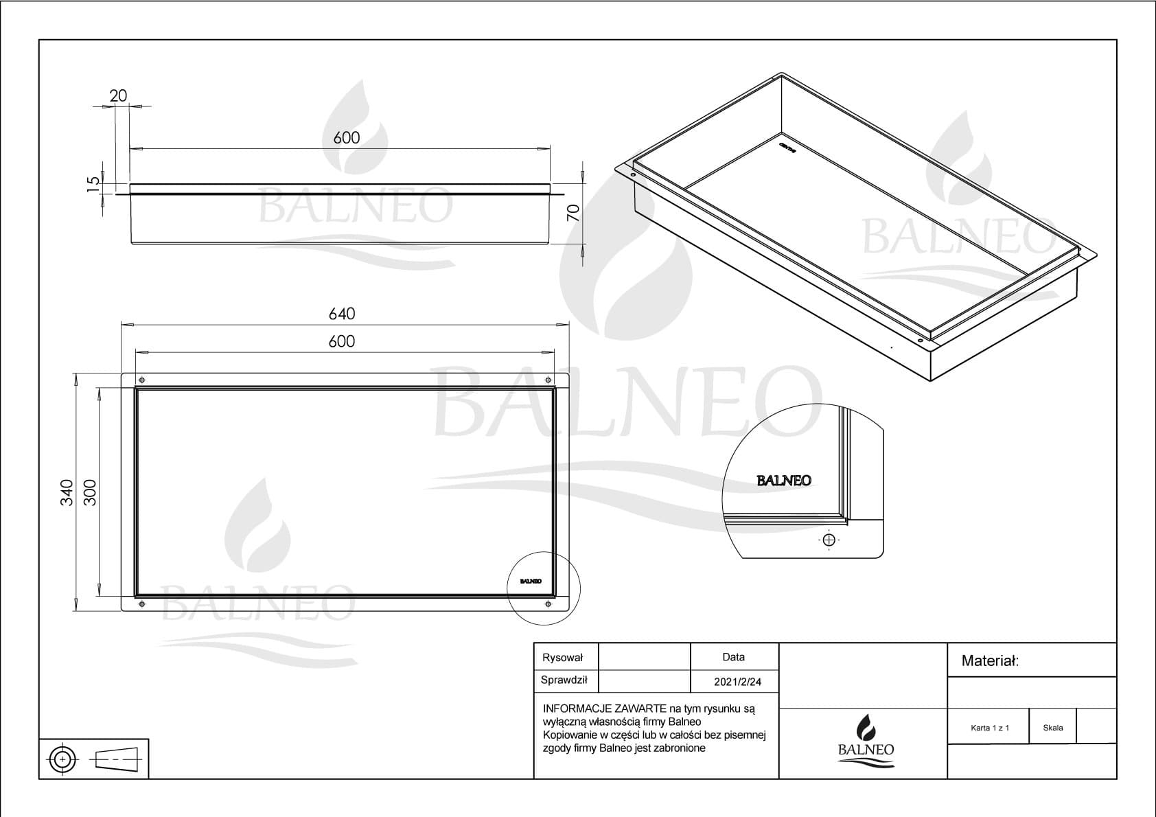 WALL-BOX No Rim White - Półka wnękowa bezramkowa biała 60x30x7 cm