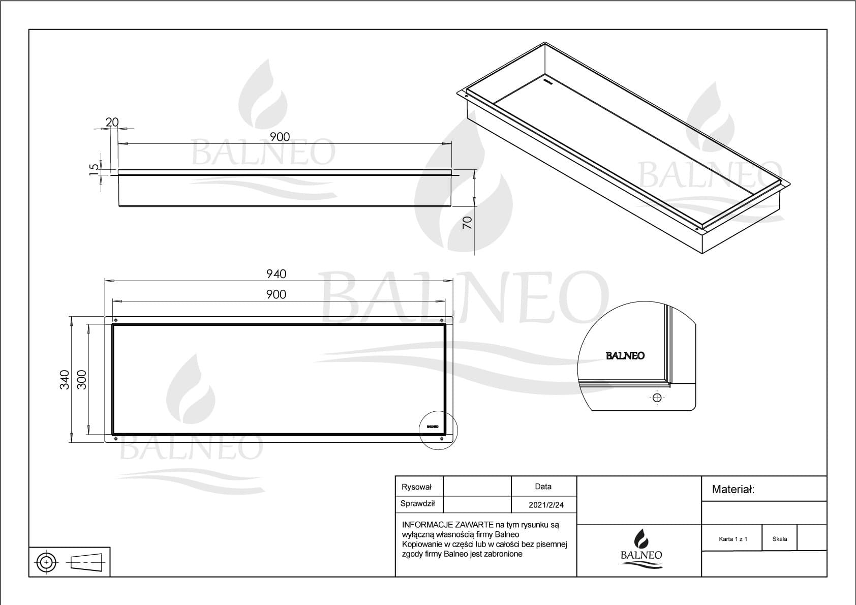 WALL-BOX No Rim White - Półka wnękowa bezramkowa biała 90x30x7 cm