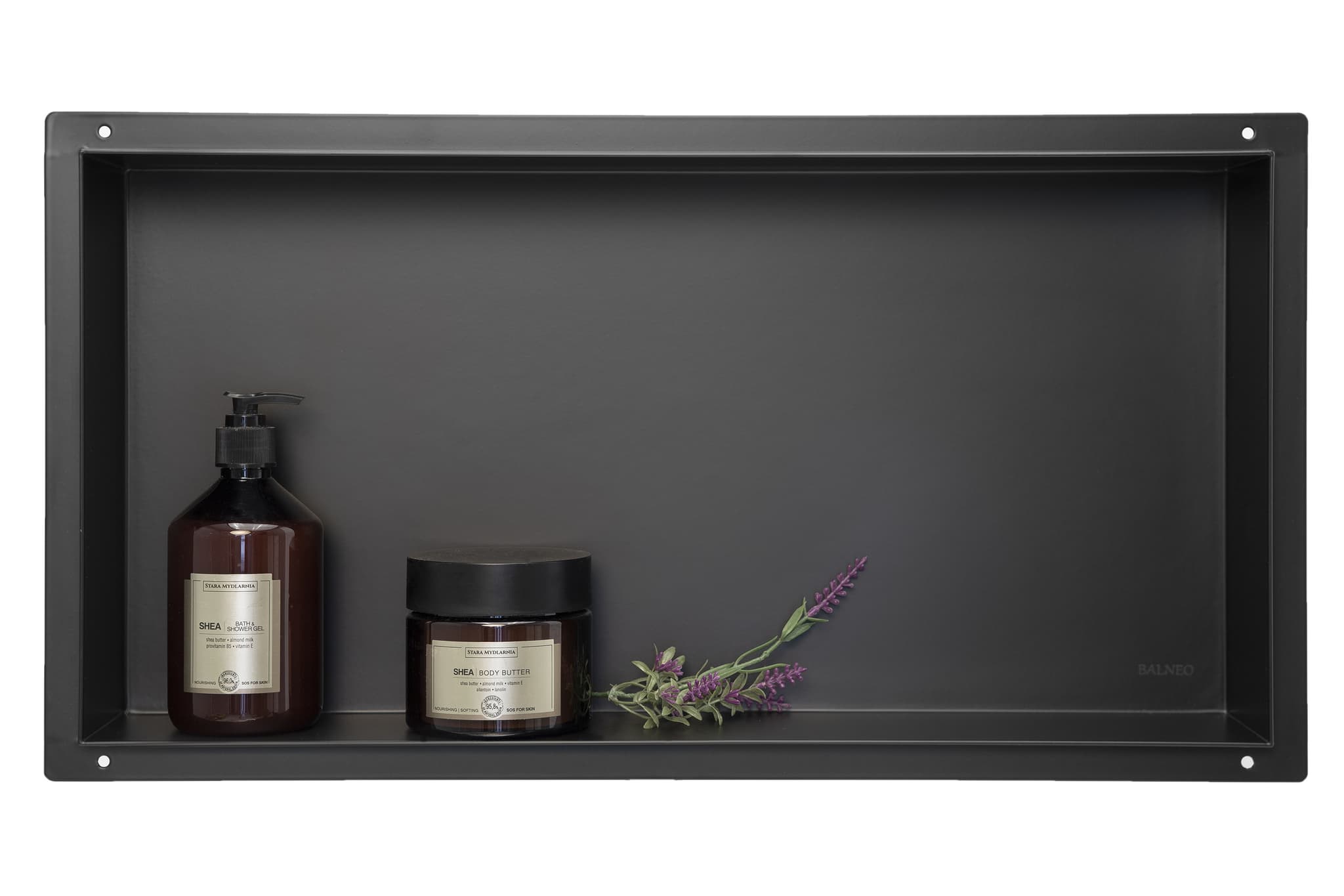 WALL-BOX No Rim Black - Półka wnękowa bezramkowa czarna 60x30x10 cm