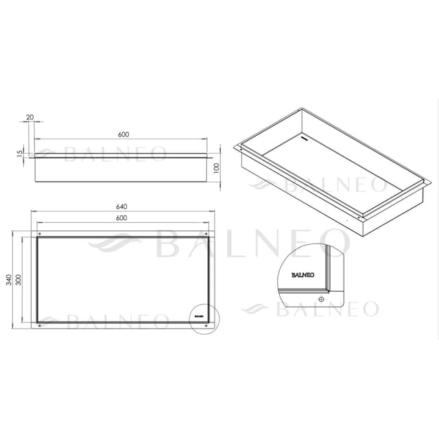 WALL-BOX No Rim Black - Półka wnękowa bezramkowa czarna 60x30x10 cm