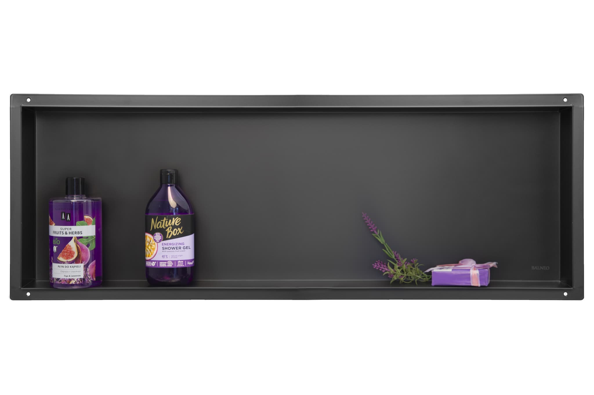 WALL-BOX No Rim Black - Półka wnękowa bezramkowa czarna 90x30x7 cm