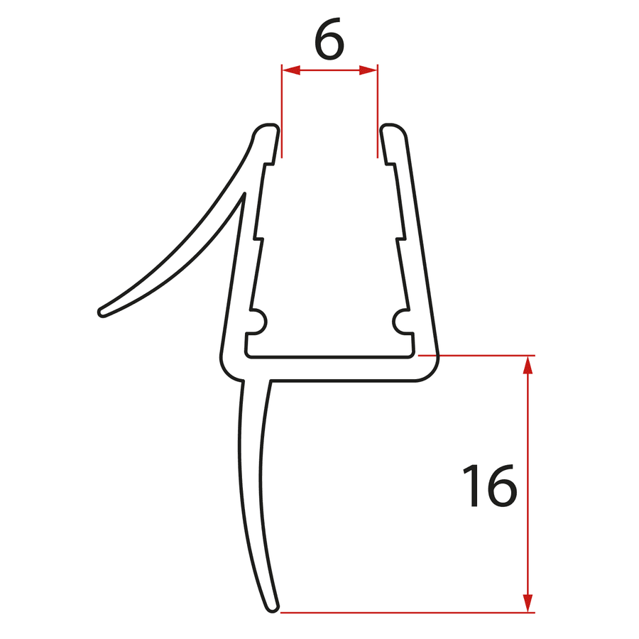 Uszczelka dolna do półokrągłej kabiny prysznicowej, szkło 6mm, 690mm