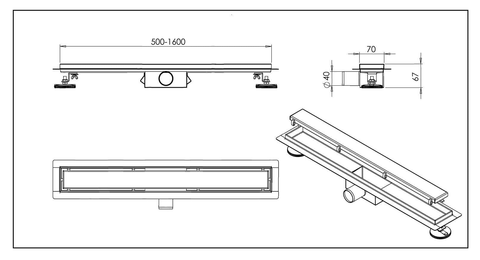 Duplex Standard 2w1 Odpływ liniowy 120 cm dwustronny chrom