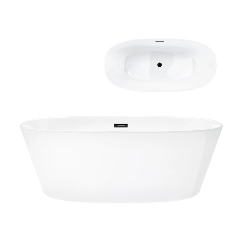 Wanna wolnostojąca Corsan SALINA 170 x 72 cm Korek klik-klak Czarny