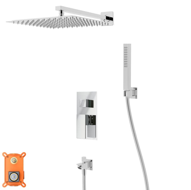 Zestaw prysznicowy Corsan Ango chrom z deszczownicą 30 cm, baterią, słuchawką i wylewką