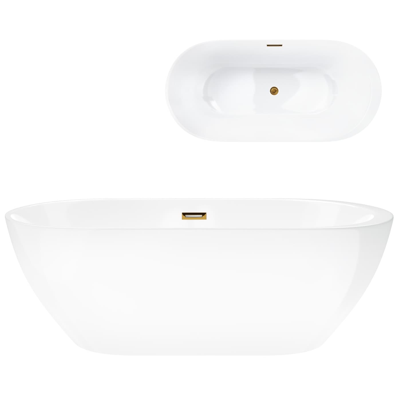 Wanna wolnostojąca Corsan RENO 170 x 80 cm z boczną półką Korek klik-klak Szczotkowane Złoto