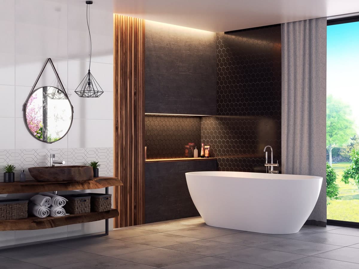 Wanna wolnostojąca Corsan RENO 170 x 80 cm z boczną półką Korek klik-klak Szczotkowane Złoto