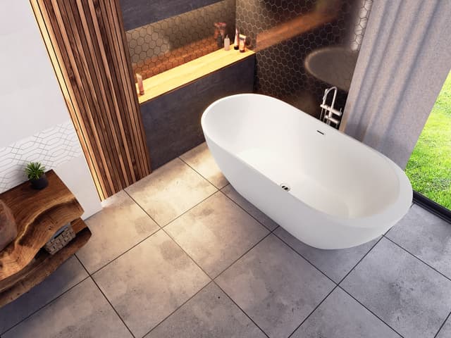 Wanna wolnostojąca Corsan RENO 170 x 80 cm z boczną półką Korek klik-klak Szczotkowane Złoto