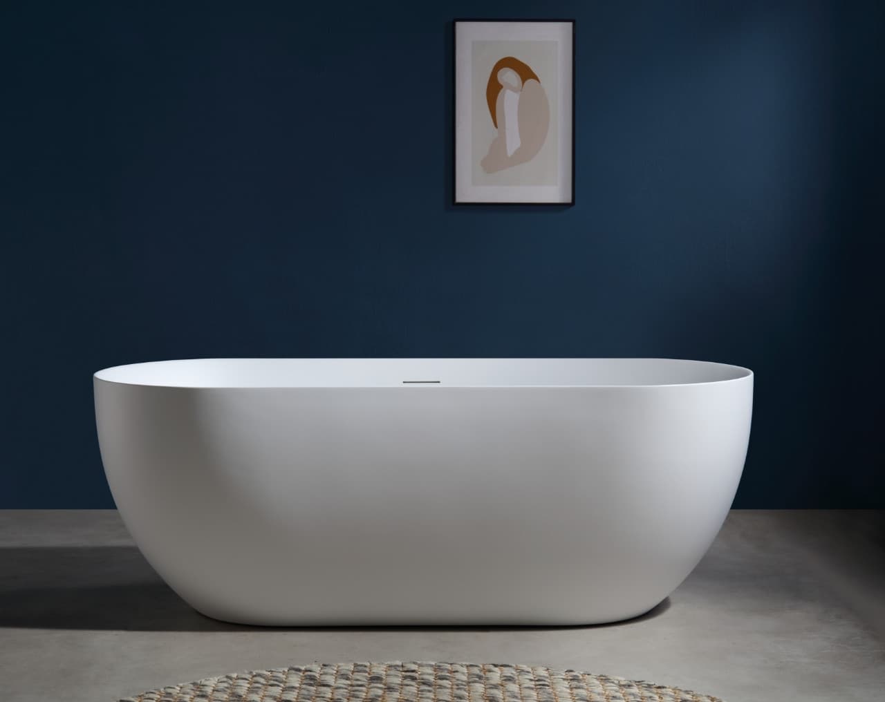 Wanna wolnostojąca OLVENA V041MBRG 150 cm Przelew szczelinowy Korek klik klak Miedź szczotkowana