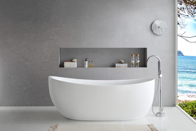 Wanna wolnostojąca AVOLA V032XXLBRG 180 cm Przelew szczelinowy Korek klik klak Miedź szczotkowana