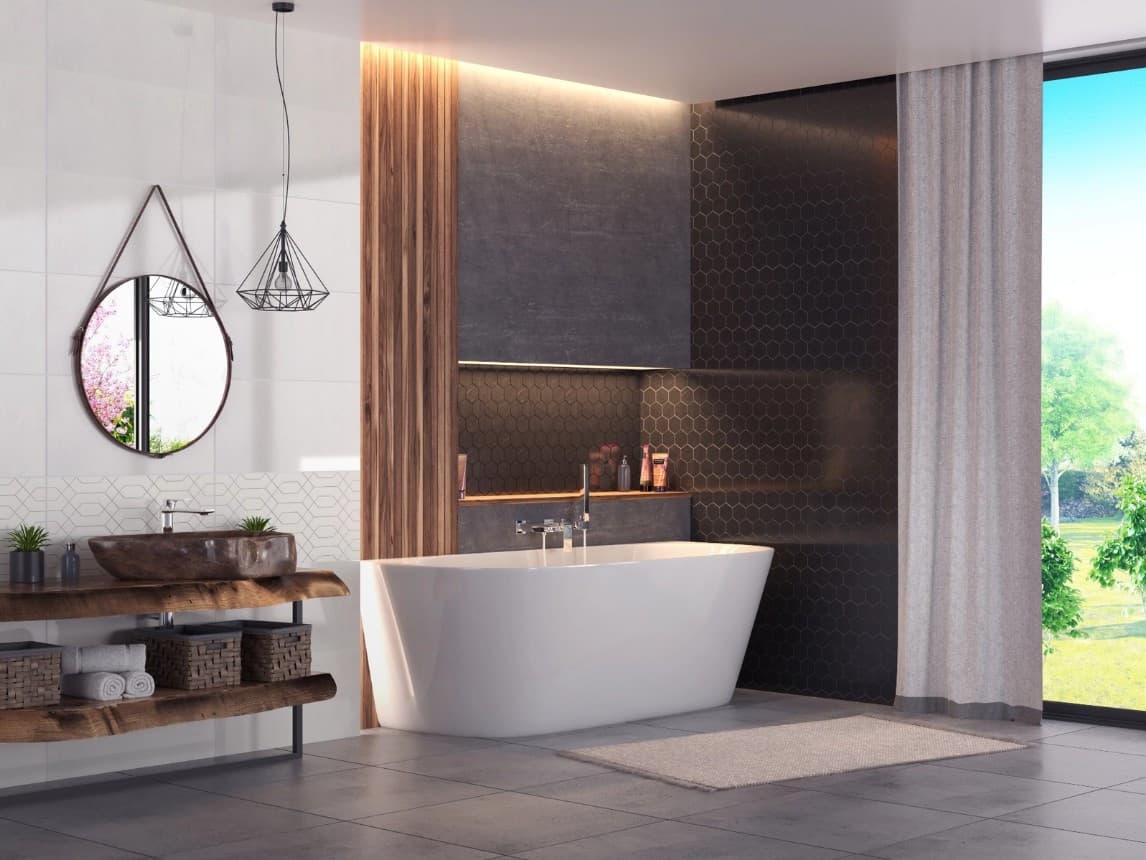 Wanna przyścienna MONO E029LSBGL Slim 160 cm Korek klik klak Szczotkowane Złoto