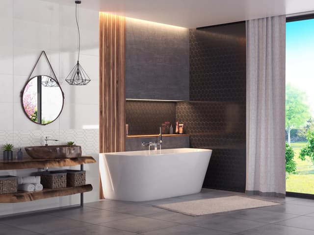 Wanna przyścienna MONO E029XLSGM Slim 170 cm Korek klik klak GunMetal