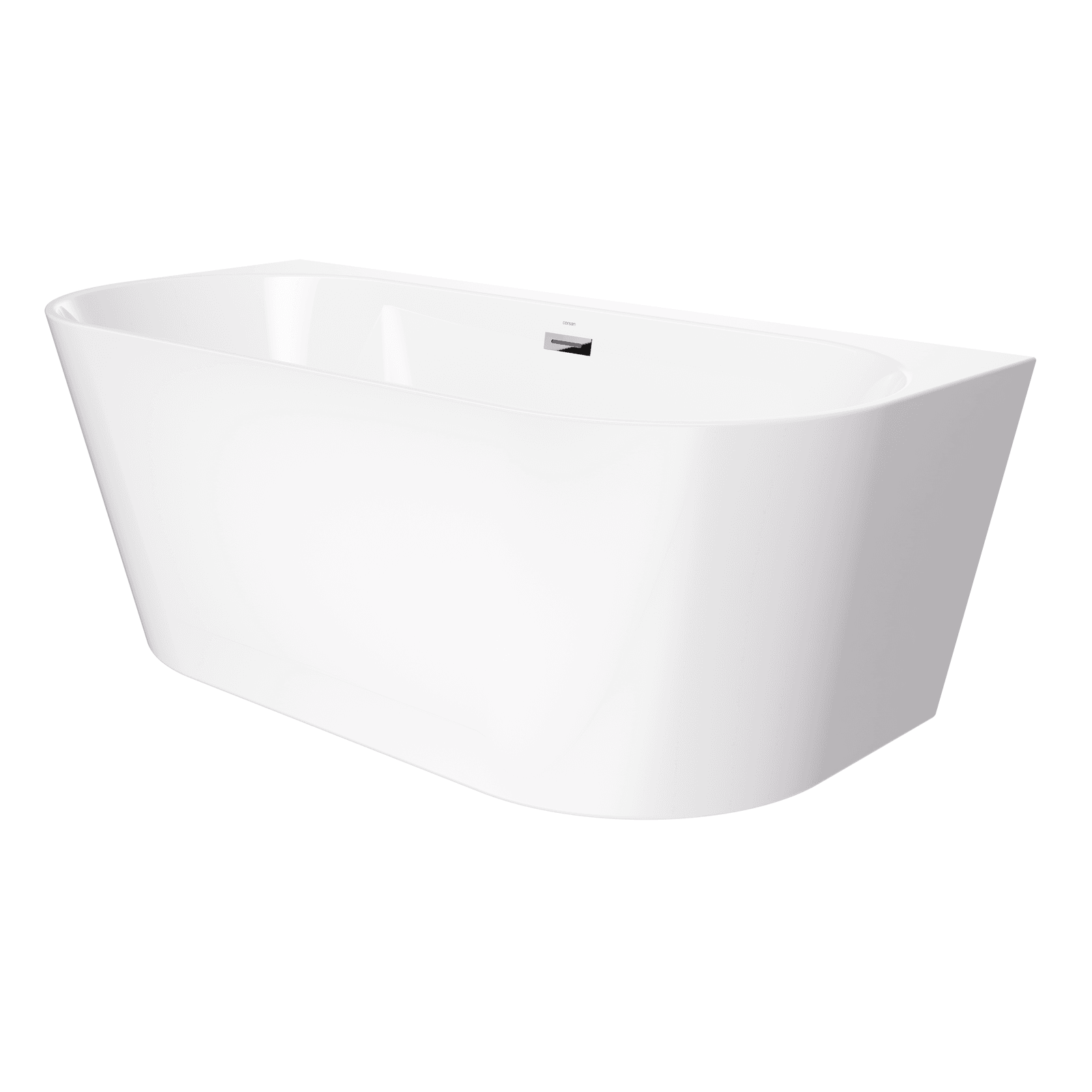 Wanna przyścienna wolnostojąca Corsan MONO E030LCH 160 cm z szeroką krawędzią Korek klik-klak Chrom