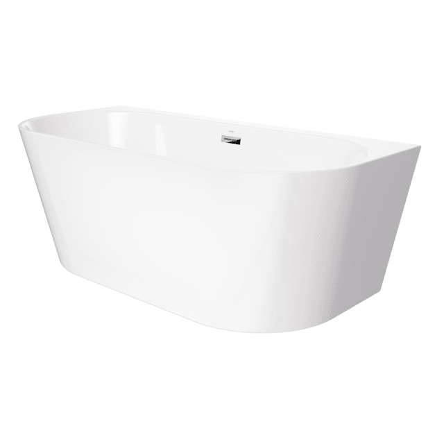 Wanna przyścienna wolnostojąca Corsan MONO E030LCH 160 cm z szeroką krawędzią Korek klik-klak Chrom