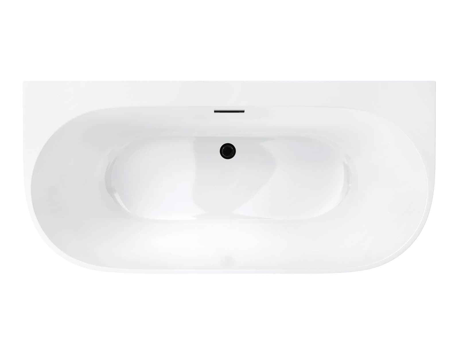 Wanna przyścienna wolnostojąca Corsan MONO E030LBL 160 cm z szeroką krawędzią Korek klik-klak Czarny