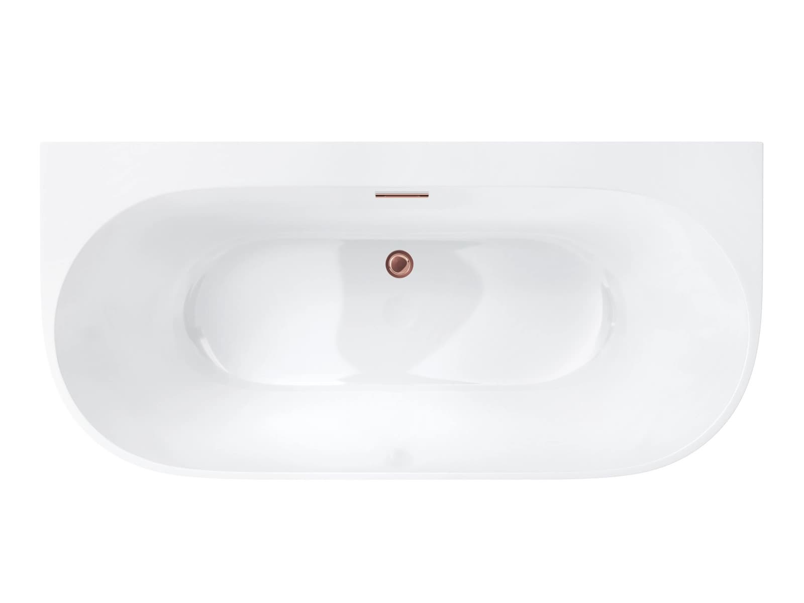 Wanna przyścienna wolnostojąca Corsan MONO E030LRG 160 cm z szeroką krawędzią Korek klik-klak Miedziany / Różowe Złoto