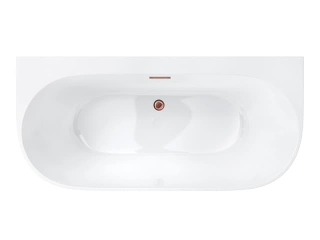 Wanna przyścienna wolnostojąca Corsan MONO E030LRG 160 cm z szeroką krawędzią Korek klik-klak Miedziany / Różowe Złoto