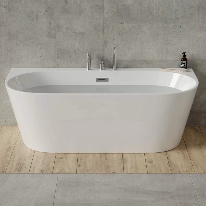 Wanna przyścienna wolnostojąca Corsan MONO E030XLCH 170 cm z szeroką krawędzią Korek klik-klak Chrom