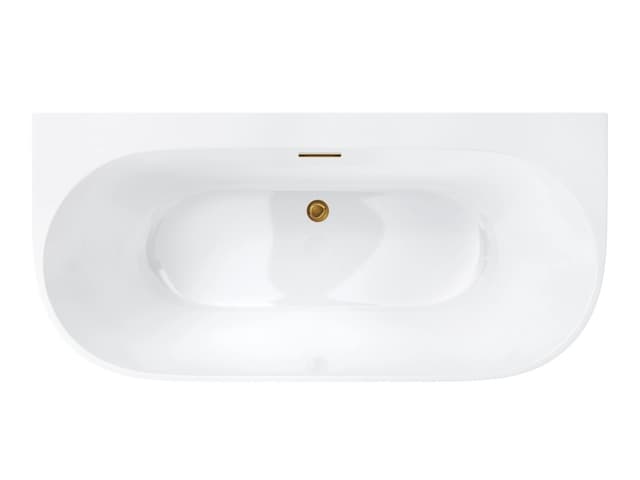 Wanna przyścienna wolnostojąca Corsan MONO E030XLGL 170 cm z szeroką krawędzią Korek klik-klak Złoty