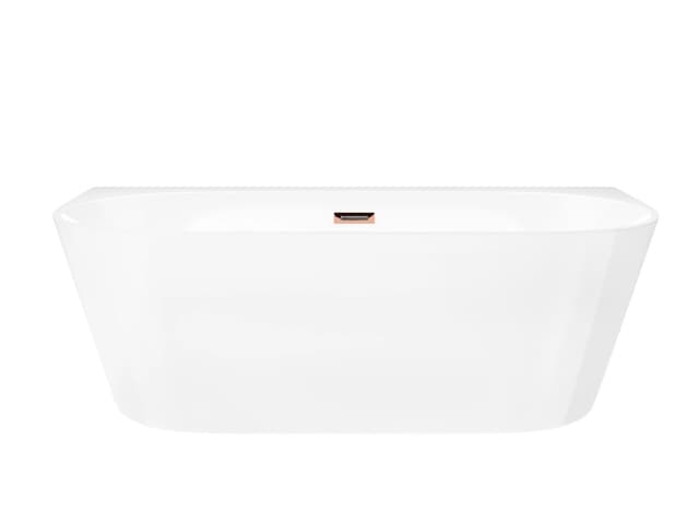 Wanna przyścienna wolnostojąca Corsan MONO E030XLRG 170 cm z szeroką krawędzią Korek klik-klak Różowe Złoto