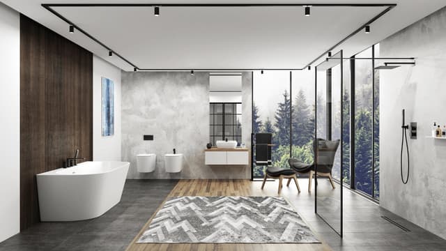 Wanna przyścienna wolnostojąca Corsan MONO E030XLBGL 170 cm z szeroką krawędzią Korek klik-klak Szczotkowane Złoto