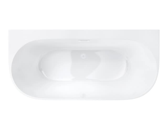 Wanna przyścienna wolnostojąca Corsan MONO E030LWH 160 cm z szeroką krawędzią Korek klik-klak Biały