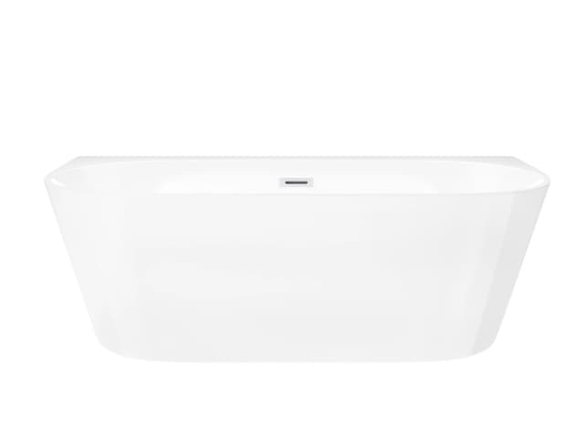 Wanna przyścienna wolnostojąca Corsan MONO E030LWH 160 cm z szeroką krawędzią Korek klik-klak Biały