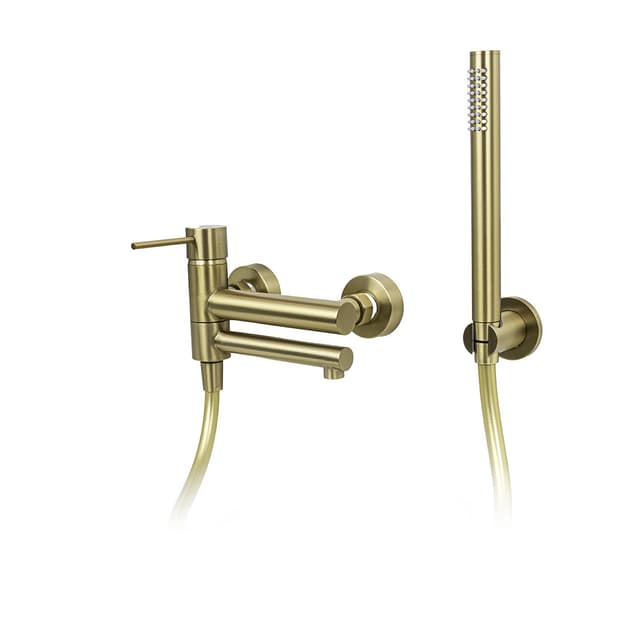 Bateria wannowa ścienna Corsan Lugo CMZ7541BGL z zestawem natryskowym Złoto Szczotkowane