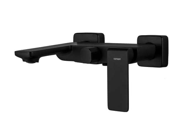 Bateria wannowa ścienna Corsan TRINO CMB7141BL z zestawem natryskowym czarna